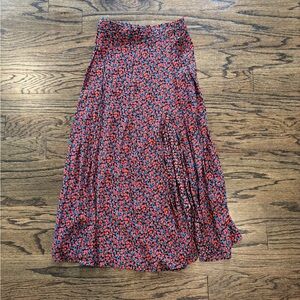 Zara Red and Blue Midi Skirt
